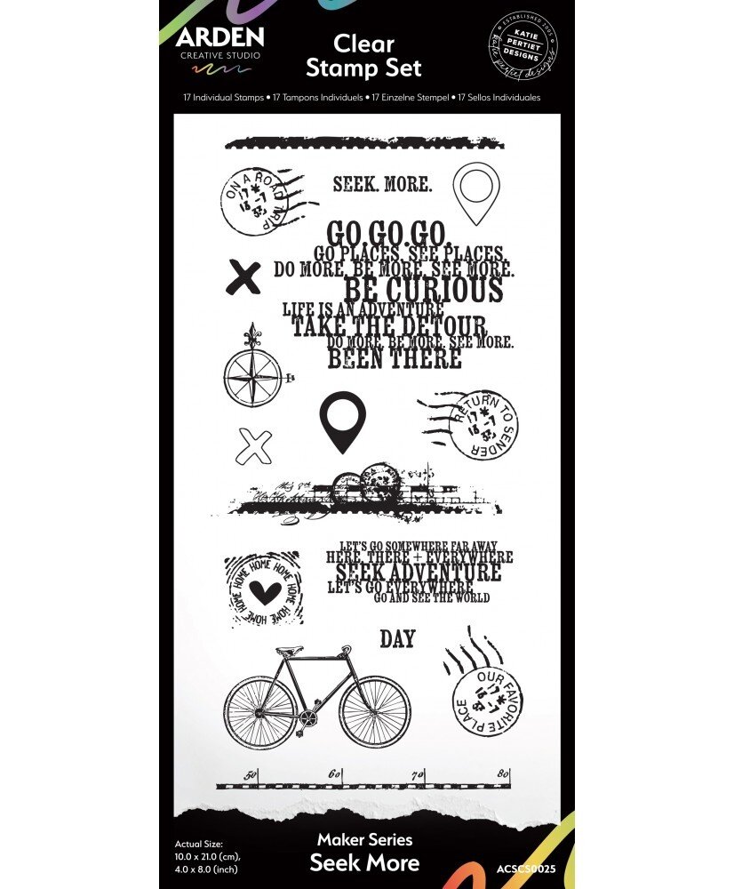 Arden Creative Studio Been There Seek More 4x8 Inch Clear Stamp Set (ACSCS0025) Arden Creative Studio Been There Seek More 4x8 Inch Clear Stamp Set (ACSCS0025)