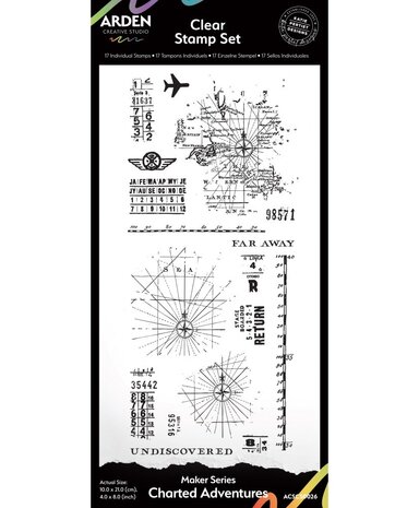 Arden Creative Studio Been There Charted Adventures 4x8 Inch Clear Stamp Set (ACSCS0026) Arden Creative Studio Been There Charted Adventures 4x8 Inch Clear Stamp Set (ACSCS0026)