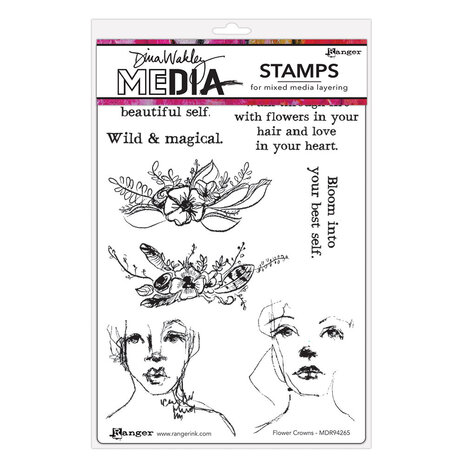 Dina Wakley MEdia PRE-ORDER Cling Stamps Flower Crowns (MDR94265) Dina Wakley MEdia PRE-ORDER Cling Stamps Flower Crowns (MDR94265)