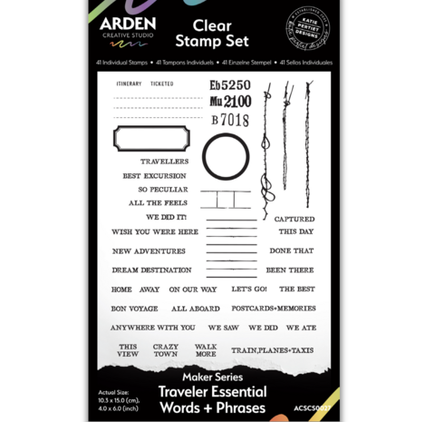 Arden Creative Studio PRE-ORDER Been There Traveler Essential Words+Phrases 4x6 Inch Clear Stamp Set (CSCS0027) Arden Creative Studio PRE-ORDER Been There Traveler Essential Words+Phrases 4x6 Inch Clear Stamp Set (CSCS0027)