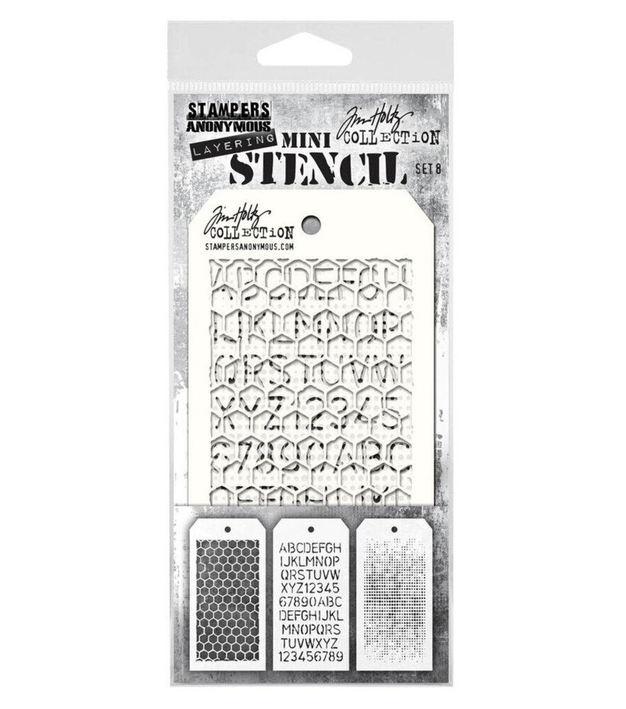 Stampers Anonymous Tim Holtz Mini Layering Stencil Set 8 (THMST008)