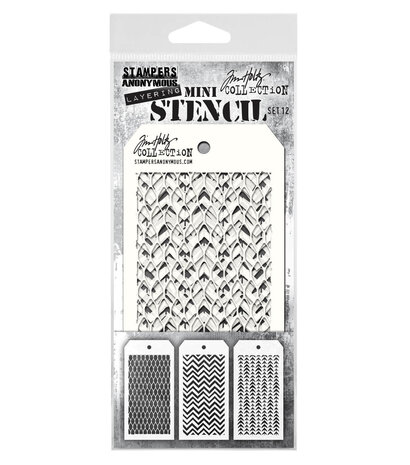 Stampers Anonymous Tim Holtz Mini Layering Stencil Set 12 (THMST012) Stampers Anonymous Tim Holtz Mini Layering Stencil Set 12 (THMST012)