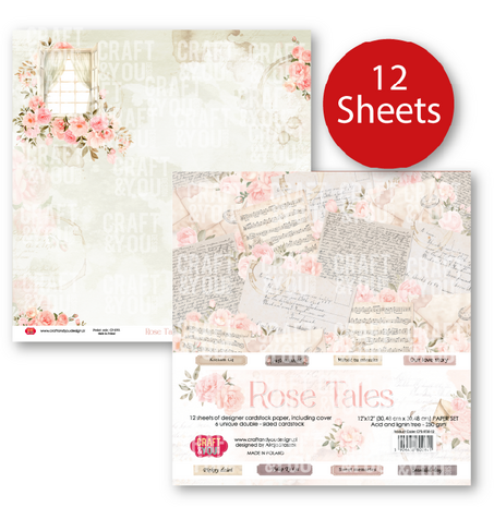 Craft & You PRE-ORDER Rose Tales 12x12 Inch Paper Pack (12pcs) (CPS-RT30-12)