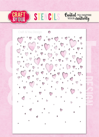 Craft & You Masking Stencil Floating Hearts (SC019) Craft & You Masking Stencil Floating Hearts (SC019)