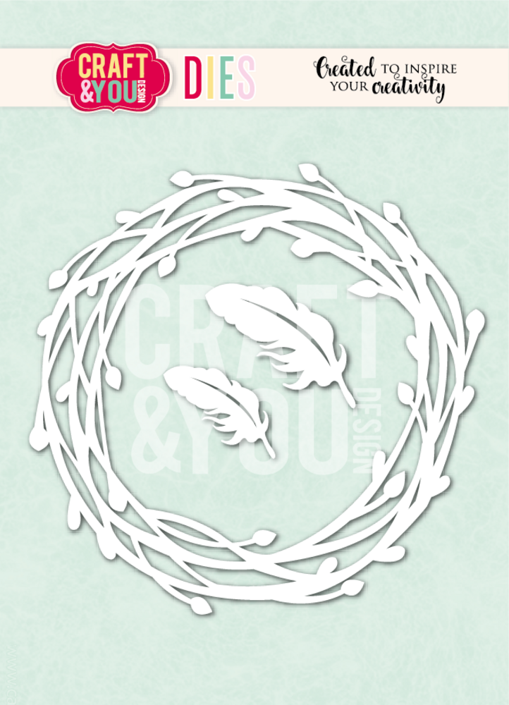 Craft & You Dies Willow Wreath with Feathers (CW407) Craft & You Dies Willow Wreath with Feathers (CW407)