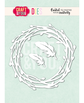 Craft & You PRE-ORDER Dies Willow Wreath with Feathers (CW407)