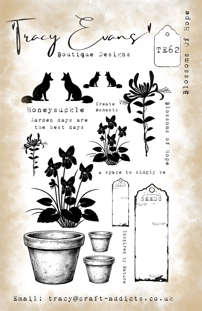 Tracy Evans PRE-ORDER Blossoms Of Hope A5 Clear Stamp (TE062)