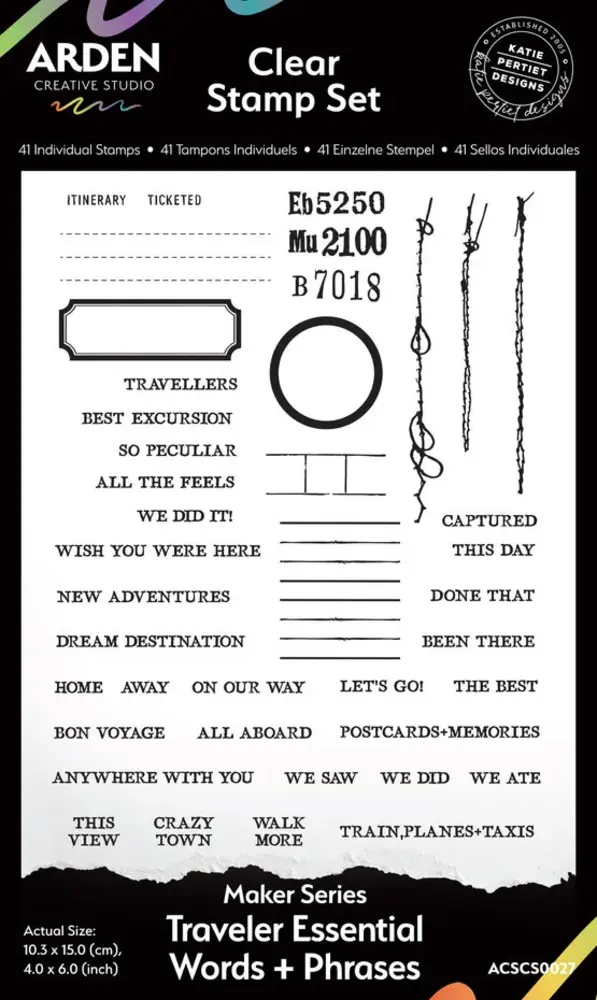 Arden Creative Studio Been There Traveler Essential Words+Phrases 4x6 Inch Clear Stamp Set (CSCS0027) Arden Creative Studio Been There Traveler Essential Words+Phrases 4x6 Inch Clear Stamp Set (CSCS0027)