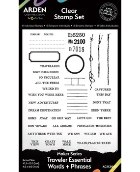 Arden Creative Studio Been There Traveler Essential Words+Phrases 4x6 Inch Clear Stamp Set (CSCS0027)