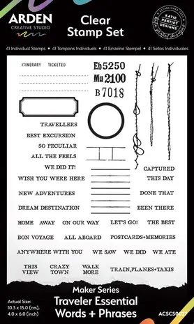 Arden Creative Studio Been There Traveler Essential Words+Phrases 4x6 Inch Clear Stamp Set (CSCS0027) Arden Creative Studio Been There Traveler Essential Words+Phrases 4x6 Inch Clear Stamp Set (CSCS0027)