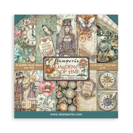 Stamperia Gardens of Time 12x12 Inch Paper Pack (SBBL185) Stamperia Gardens of Time 12x12 Inch Paper Pack (SBBL185)