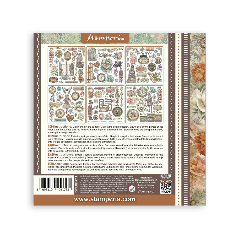 Stamperia Gardens of Time 6x6 Inch Rub-On Assortment (DFLRBX11) Stamperia Gardens of Time 6x6 Inch Rub-On Assortment (DFLRBX11)