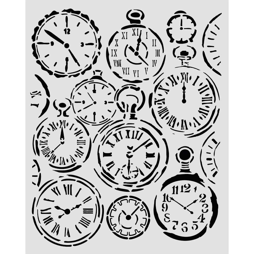 Stamperia Gardens of Time Thick Stencil 20x25cm Mixed Clocks (KSTD203) Stamperia Gardens of Time Thick Stencil 20x25cm Mixed Clocks (KSTD203)