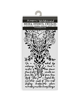 Stamperia Gardens of Time Thick Stencil 12x25cm Clock and Writing (KSTDL157)