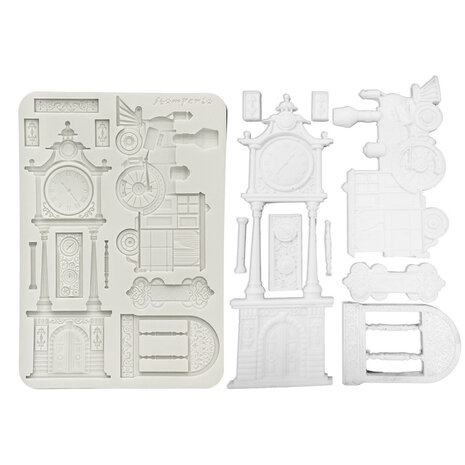 Stamperia Gardens of Time A5 Silicon Mould Train and Longcase Clock (KACMA609)