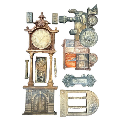 Stamperia Gardens of Time A5 Silicon Mould Train and Longcase Clock (KACMA609)