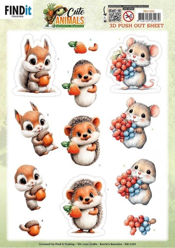 Berrie's Beauties Cute Animals 3D Push Out Forest Friends (SB11103) Berrie's Beauties Cute Animals 3D Push Out Forest Friends (SB11103)