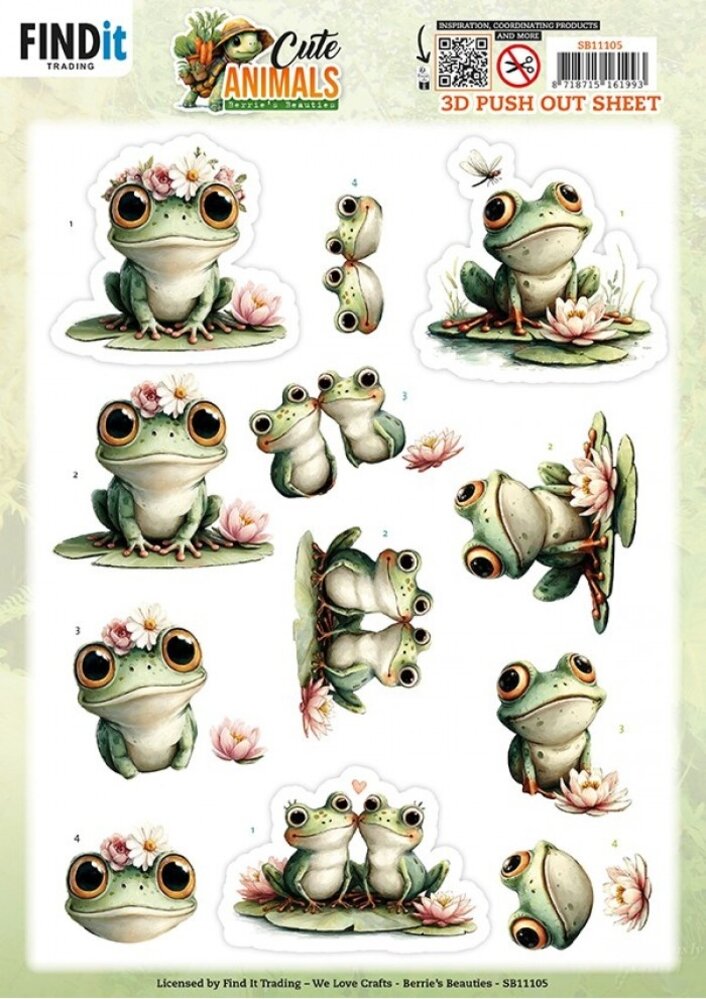 Berrie's Beauties Cute Animals 3D Push Out Frogs (SB11105) Berrie's Beauties Cute Animals 3D Push Out Frogs (SB11105)