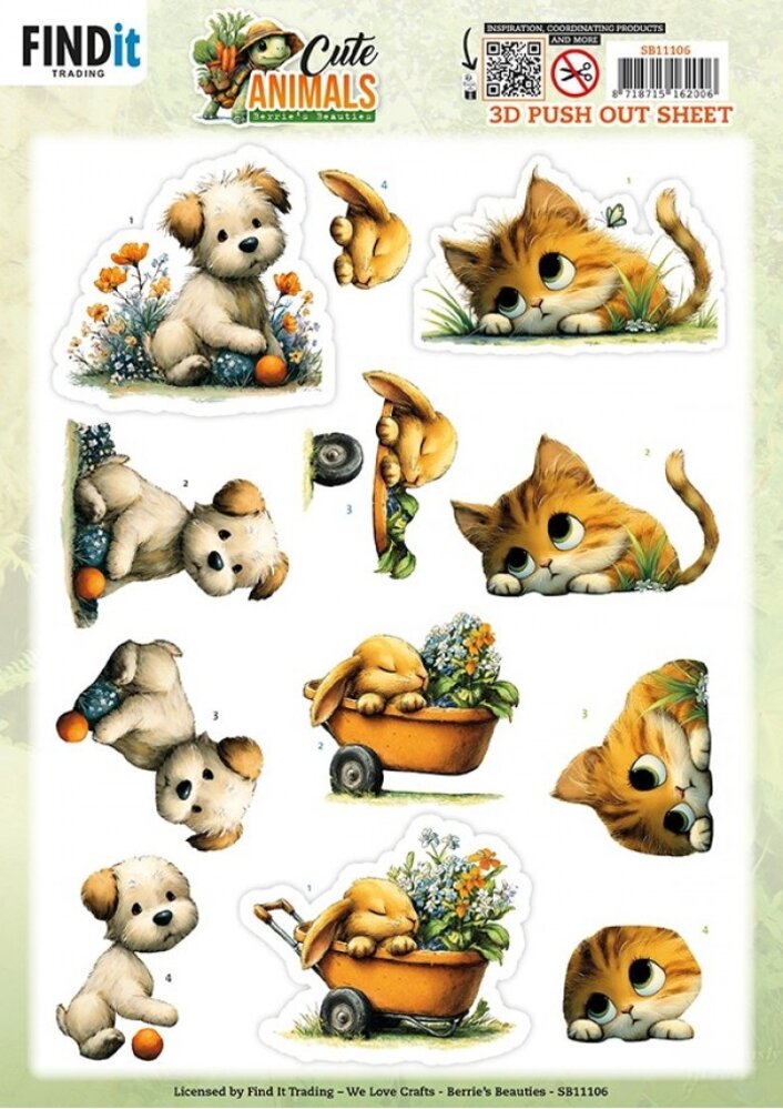 Berrie's Beauties Cute Animals 3D Push Out Garden Friends (SB11106) Berrie's Beauties Cute Animals 3D Push Out Garden Friends (SB11106)