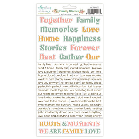 Mintay PRE-ORDER Family Stories 6x12 Inch Paper Stickers Words (MT-FAM-13)