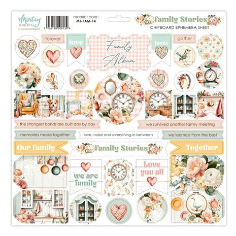 Mintay PRE-ORDER Family Stories 12x12 Inch Chipboard Ephemera Sheet (MT-FAM-14)