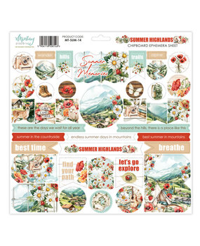 Mintay PRE-ORDER Summer Highlands 12x12 Inch Chipboard Ephemera Sheet (MT-SUM-14)
