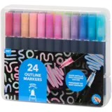 Craft World 24 Outline Markers Metallic Silver (3218831)