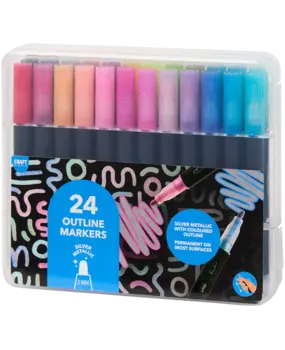 Craft World 24 Outline Markers Metallic Silver (3218831)