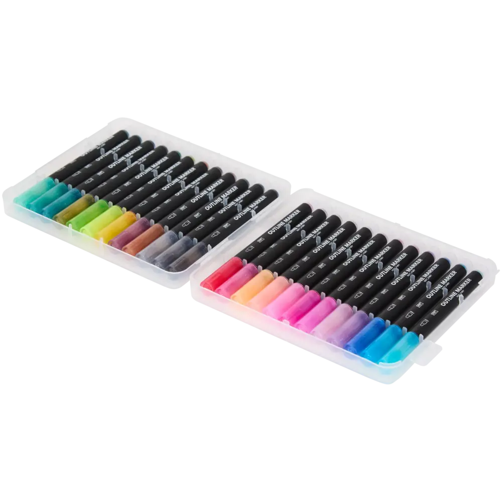 Craft World 24 Outline Markers Metallic Silver (3218831)