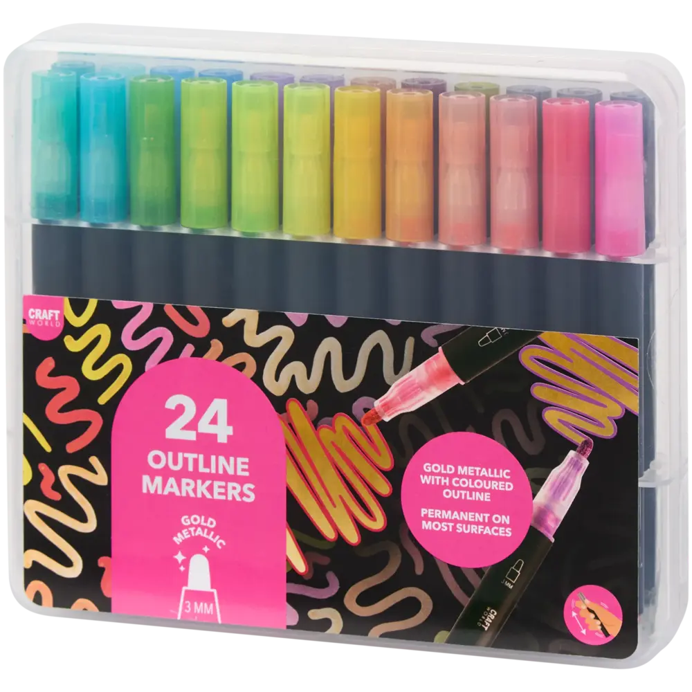 Craft World 24 Outline Markers Metallic Gold (3218831) - Copy