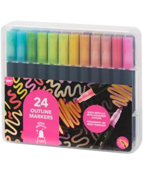 Craft World 24 Outline Markers Metallic Gold (3218831)