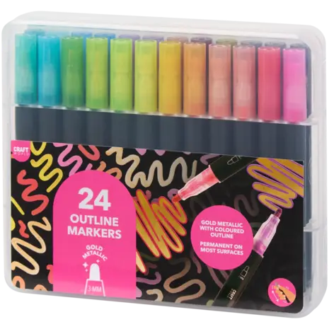 Craft World 24 Outline Markers Metallic Gold (3218831) - Copy