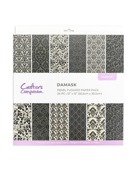 Crafter's Companion Flocked Damask 12x12 Inch Paper Pad (CC-PFLOCK-DAMA)