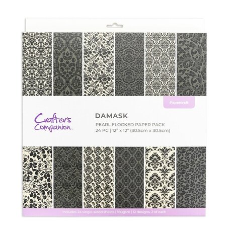 Crafter's Companion Flocked Damask 12x12 Inch Paper Pad (CC-PFLOCK-DAMA)