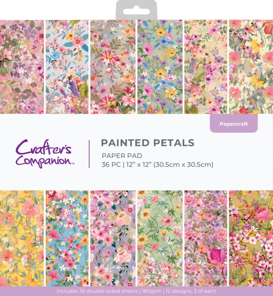 Crafter's Companion Painted Petals 12x12 Inch Paper Pad (CC-PAD12-PAIP)