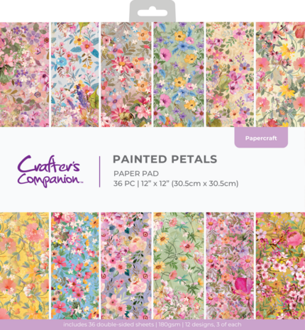 Crafter's Companion Painted Petals 12x12 Inch Paper Pad (CC-PAD12-PAIP)
