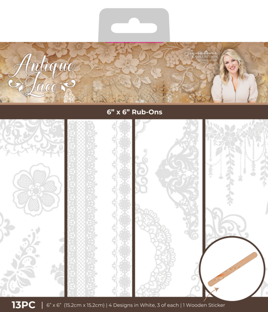 Crafter's Companion Antique Lace 6x6 Inch Rub Ons Embellishment (SS-AL-STK-RUB)