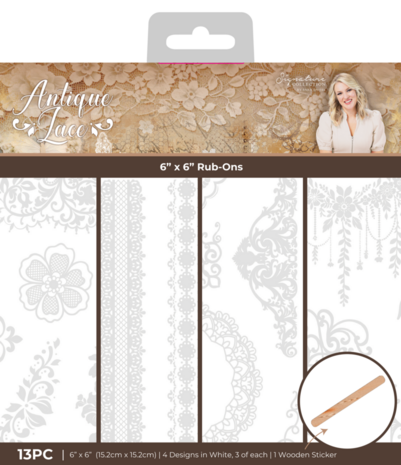 Crafter's Companion Antique Lace 6x6 Inch Rub Ons Embellishment (SS-AL-STK-RUB)