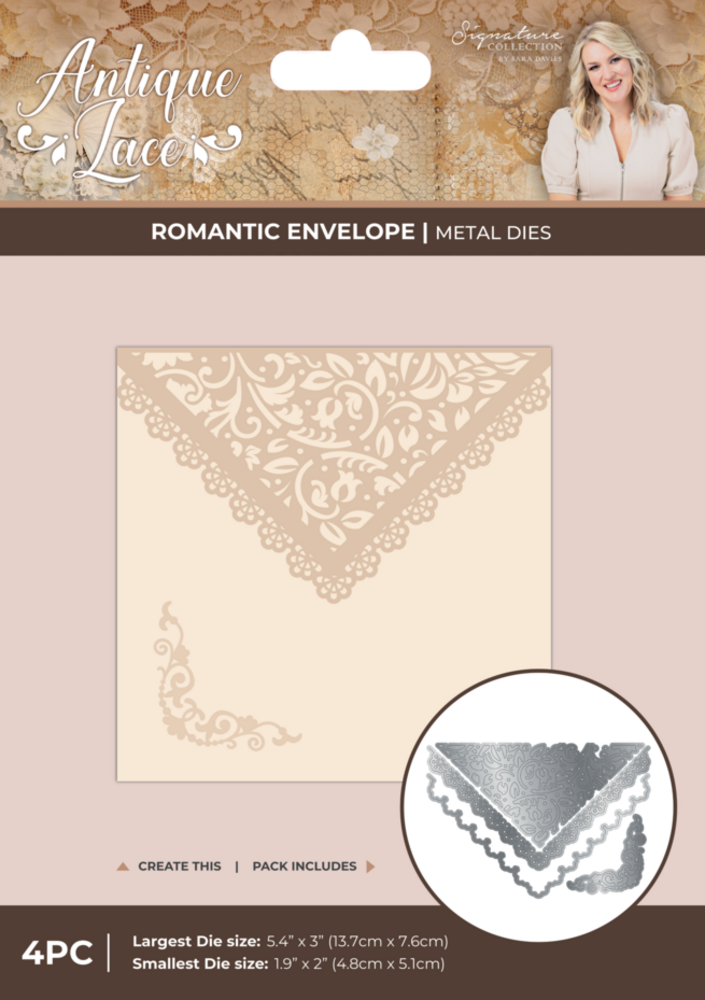 Crafter's Companion Antique Lace Dies Romantic Envelope (SS-AL-MD-ROENV)