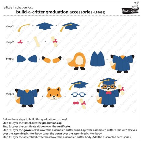 Lawn Fawn Build-A-Critter Graduation Accessories Dies (LF4088)