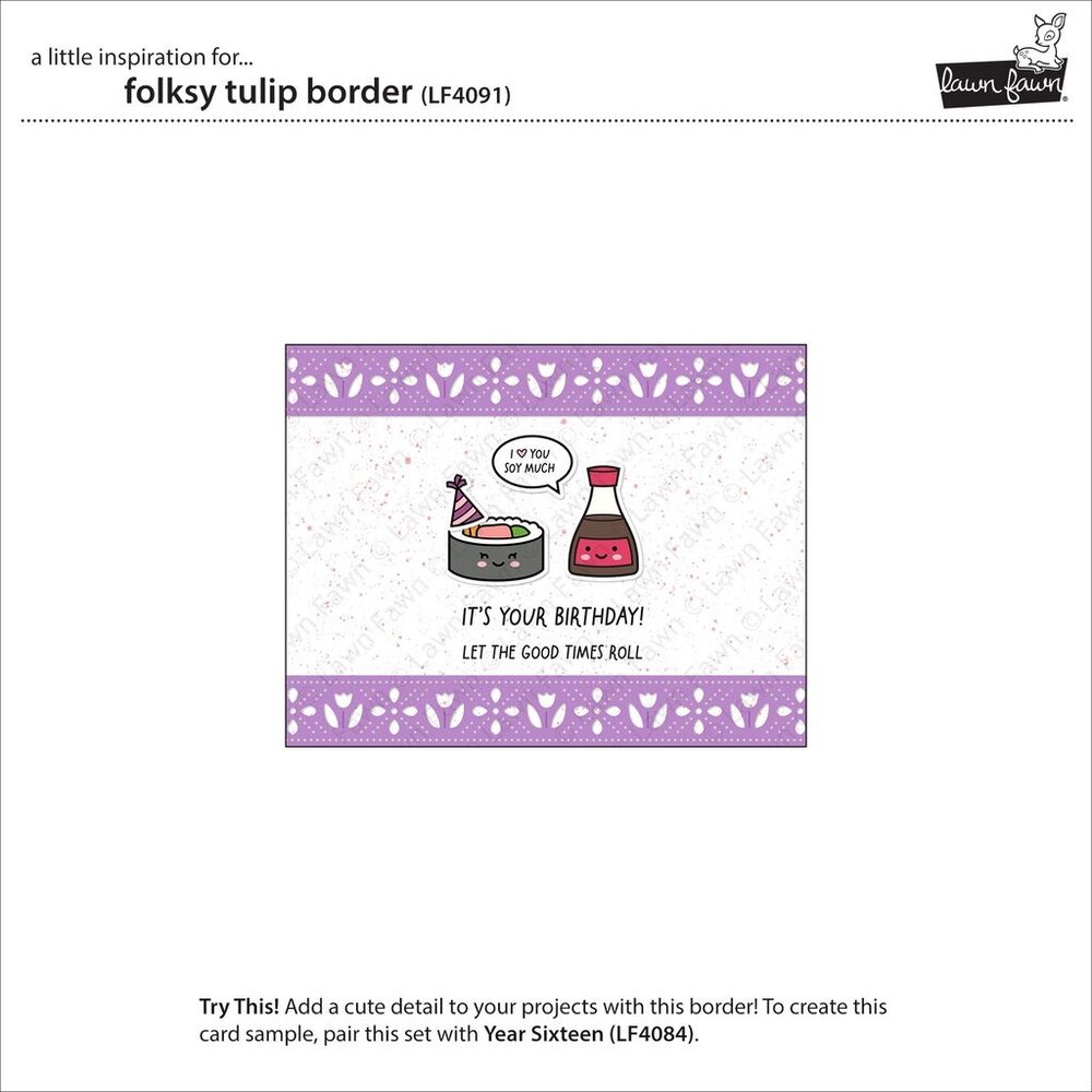Lawn Fawn Folksy Tulip Border Dies (LF4091)