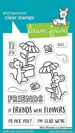 Lawn Fawn Mice Flowers Clear Stamps (LF4076)