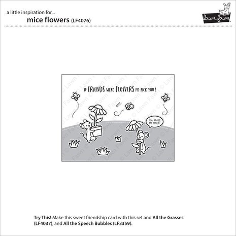Lawn Fawn Mice Flowers Clear Stamps (LF4076)
