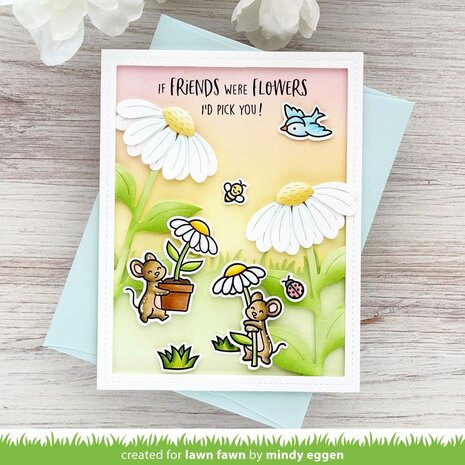 Lawn Fawn Mice Flowers Clear Stamps (LF4076)