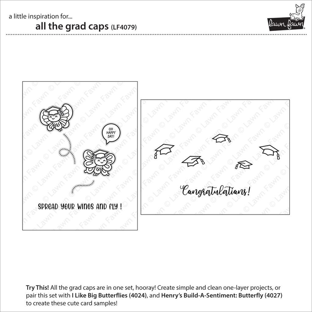 Lawn Fawn All The Grad Caps Clear Stamps (LF4079)