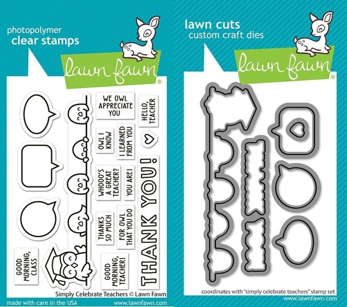 Lawn Fawn Simply Celebrate Teachers Stamp & Die DUO (LF3741)