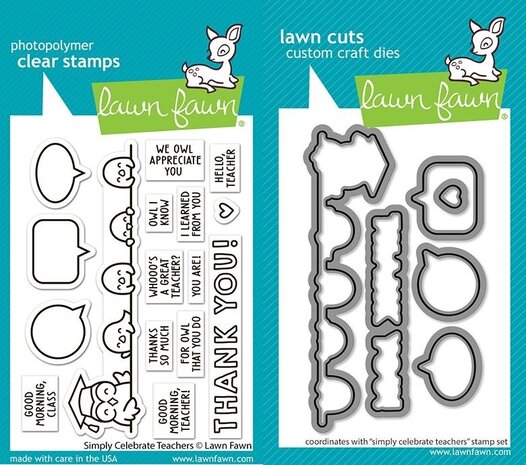 Lawn Fawn Simply Celebrate Teachers Stamp & Die DUO (LF3741)