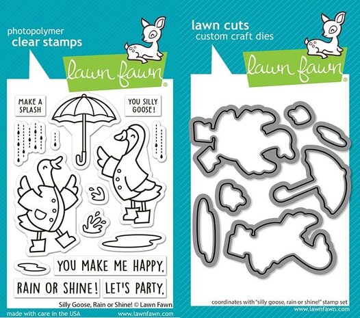 Lawn Fawn Silly Goose, Rain Or Shine! Stamp & Die DUO (LF4073)