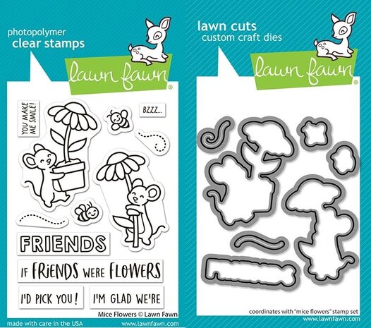 Lawn Fawn Mice Flowers Stamp & Die DUO (LF4077)