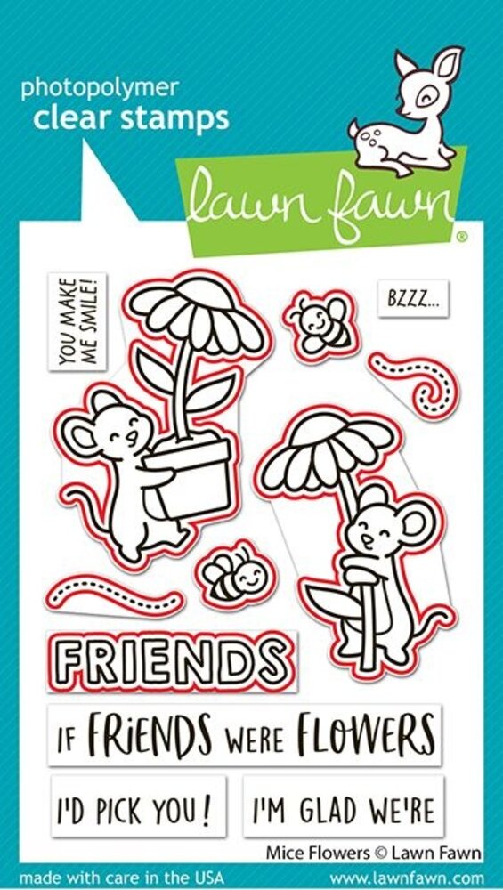Lawn Fawn Mice Flowers Stamp & Die DUO (LF4077)